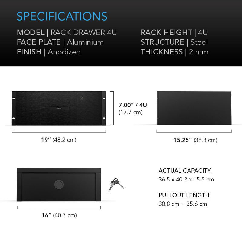 Heavy-Duty Aluminium Rack Drawer 4U