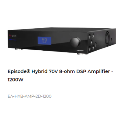 картинка Многоканальный усилитель Episode Hybrid 70V 8-ohm DSP Amplifier - 1200W от магазина Одежда+