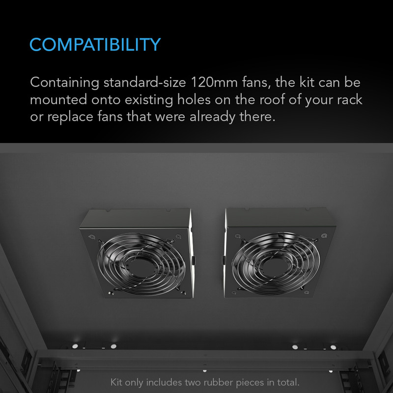 Quiet Dual-Fans with Speed Controller, for cooling AV, Home Theater, Network 19” Racks
