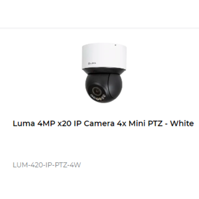 картинка IP камера PTZ Luma 420 SERIES 4MP IP OUTDOOR 4X MINI PTZ CAMERA white от магазина Одежда+