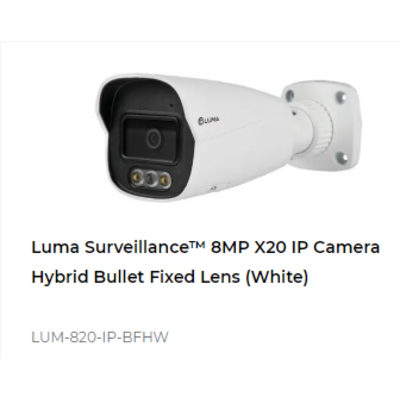 картинка IP камера Luma 820 SERIES 8MP IP OUTDOOR HYBRID BULLET FIXED LENS CAMERA white от магазина Одежда+