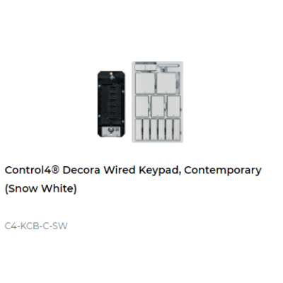 картинка Кнопочный пульт управления Control4 Decora Wired Configurable Keypad Gang Size, Contemporary (Snow White) от магазина Одежда+
