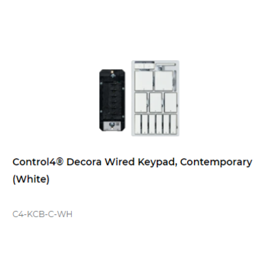 картинка Кнопочный пульт управления Control4 Decora Wired Configurable Keypad Gang Size, Contemporary (White) от магазина Одежда+