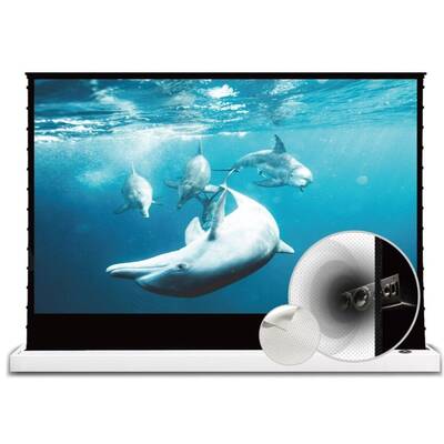 картинка Напольный моторизованный экран Vividstorm CUSTOM 100" S White Cinema Perforated Motorized Tension Floor Rising screen (X=450) от магазина Одежда+