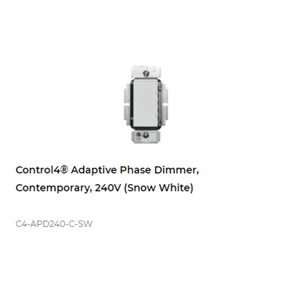 картинка Диммер адаптивный беспроводной Control4 NextGen Adaptive Phase Dimmer, Contemporary, 240V (Snow White) от магазина Одежда+