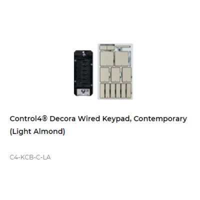 картинка Кнопочный пульт управления Control4 Decora Wired Configurable Keypad Gang Size, Contemporary (Light Almond) от магазина Одежда+