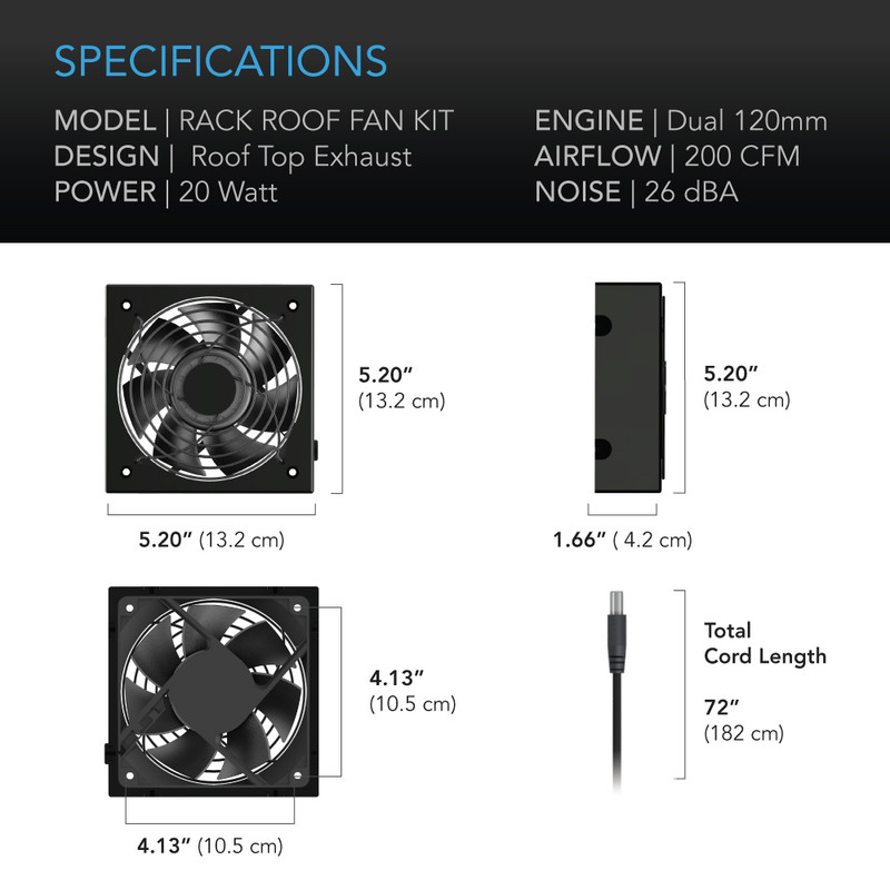 Quiet Dual-Fans with Speed Controller, for cooling AV, Home Theater, Network 19” Racks