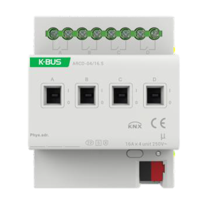 картинка Релейный модуль DIN-реечный 4-канальный GVS KNX Switch Actuator 4-Fold, 16A, Current Mesurement (Secure) от магазина Одежда+
