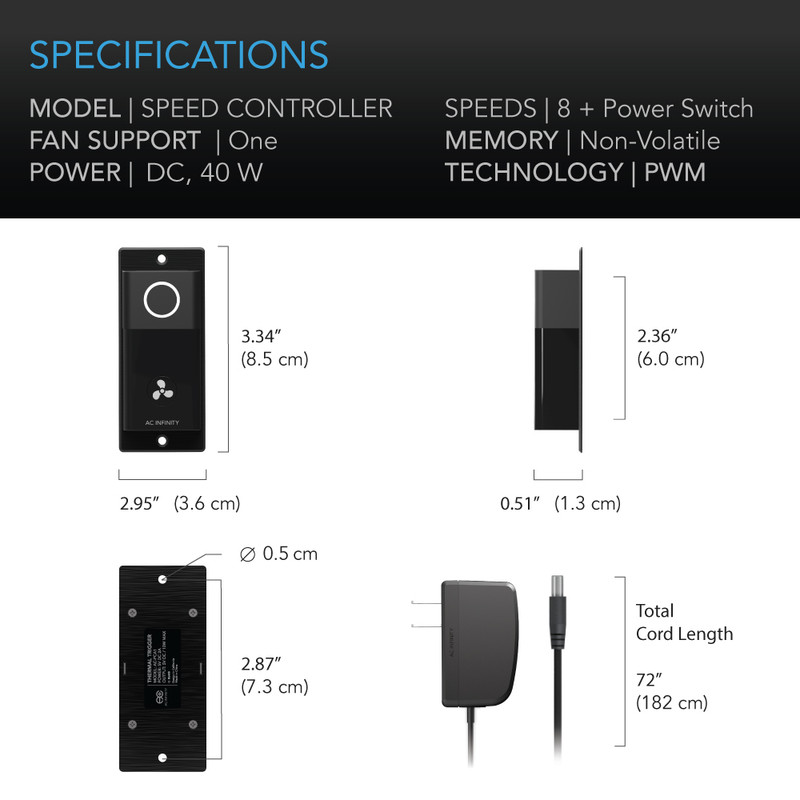 Quiet Dual-Fans with Speed Controller, for cooling AV, Home Theater, Network 19” Racks