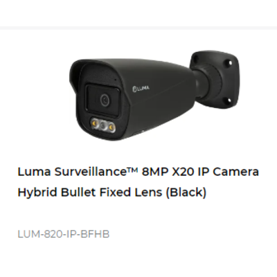 картинка IP камера Luma 820 SERIES 8MP IP OUTDOOR HYBRID BULLET FIXED LENS CAMERA black от магазина Одежда+