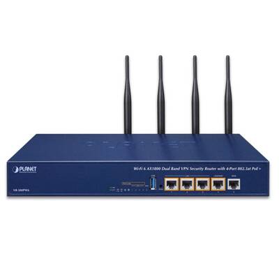 картинка Роутер (маршрутизатор) сетевой Planet Wi-Fi 6 AX2400 2.4GHz/5GHz VPN Security Router with 4-Port 802.3at PoE+ от магазина Одежда+