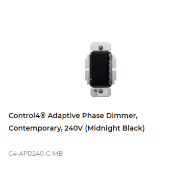 картинка Диммер адаптивный беспроводной Control4 NextGen Adaptive Phase Dimmer, Contemporary, 240V (Midnight Black) от магазина Одежда+