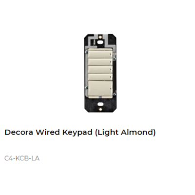 картинка Кнопочный пульт управления Control4 Decora Wired Configurable Keypad Gang Size (Light Almond) от магазина Одежда+