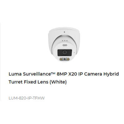 картинка IP камера Luma 820 SERIES 8MP IP OUTDOOR HYBRID TURRET FIXED LENS CAMERA white от магазина Одежда+