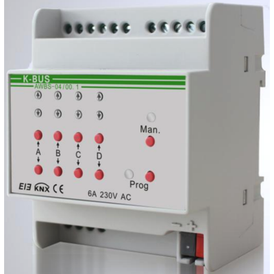 картинка Релейный модуль DIN-реечный 4-канальный GVS KNX Shutter Actuator 4-Fold от магазина Одежда+