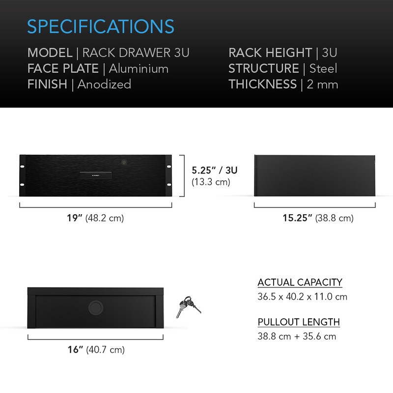 Heavy-Duty Aluminium Rack Drawer 3U