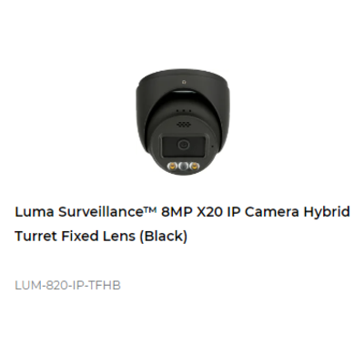 картинка IP камера Luma 820 SERIES 8MP IP OUTDOOR HYBRID TURRET FIXED LENS CAMERA black от магазина Одежда+