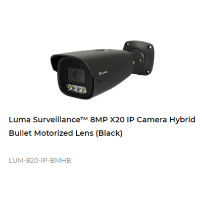 картинка IP камера Luma 820 SERIES 8MP IP OUTDOOR HYBRID BULLET MOTORIZED LENS CAMERA black от магазина Одежда+