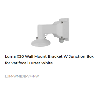 картинка Настенное крепление с распределительной коробкой Luma X20 WALL MOUNT BRACKET W JUNCTION BOX FOR VARIFOCAL TURRET white от магазина Одежда+